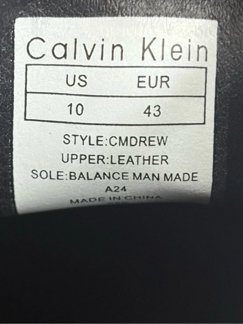 Size 10 Men Calvin Klein Men’s Drew Almond Toe Black Dress Shoes CMDREW NEW